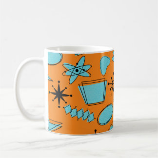 Taza De Café MCM Formas atómicas Turquesa en Naranja