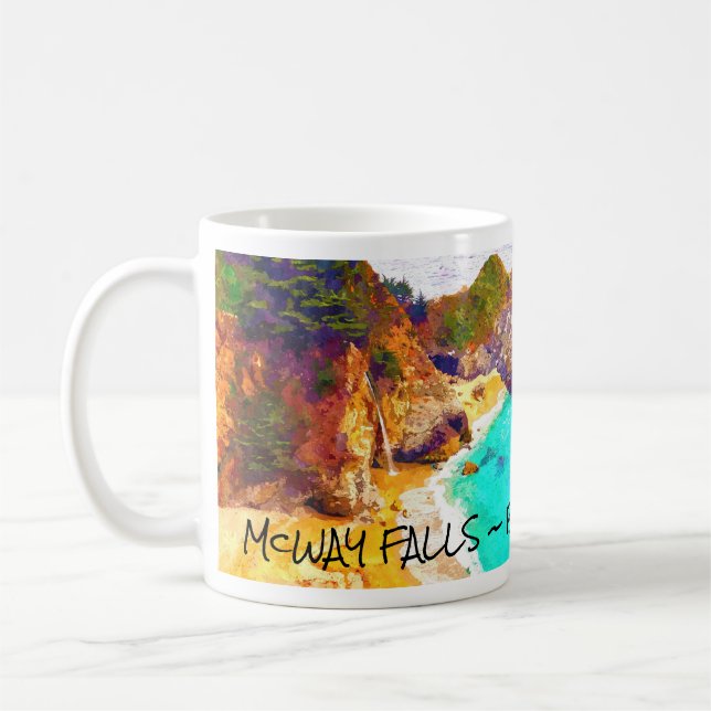 Taza De Café McWAY FALLS ~ BIG SUR  CA Mug (Izquierda)