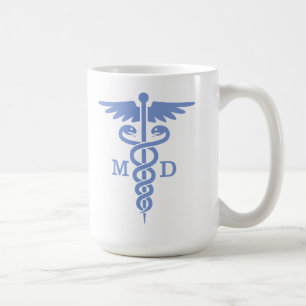 Taza De Café MD del caduceo (azul)