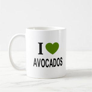 Taza De Café Me ❤️ AGUACATES con corazón verde AMO LOS AGUACATE