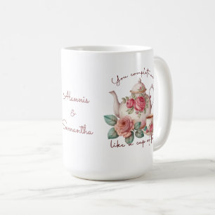Taza De Café Me Complejas Con Hermosos Rosas De Peach