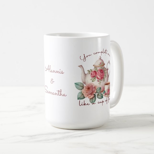 Taza De Café Me Complejas Con Hermosos Rosas De Peach (Anverso derecho)
