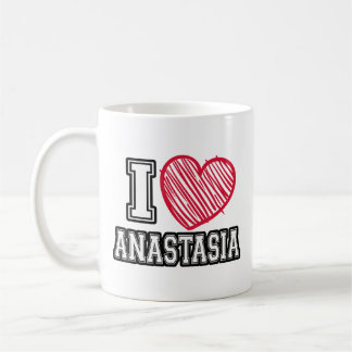 Taza De Café Me encanta Anastasia Primer nombre Me encanta Anas