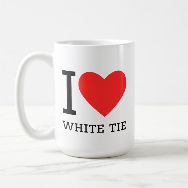 Taza De Café Me encanta corbata blanca (Izquierda)