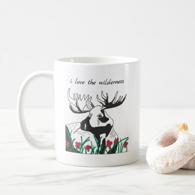 Taza De Café Me encanta el alce de flores silvestres rusticas (Con donut)