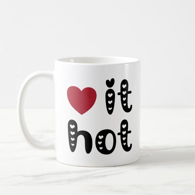 Taza De Café Me encanta el calor con el corazón (Izquierda)