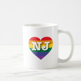 Taza De Café Me encanta el corazón arcoiris de Nueva Jersey