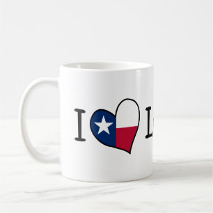 Taza De Café Me encanta el corazón de la bandera de Texas de Lu