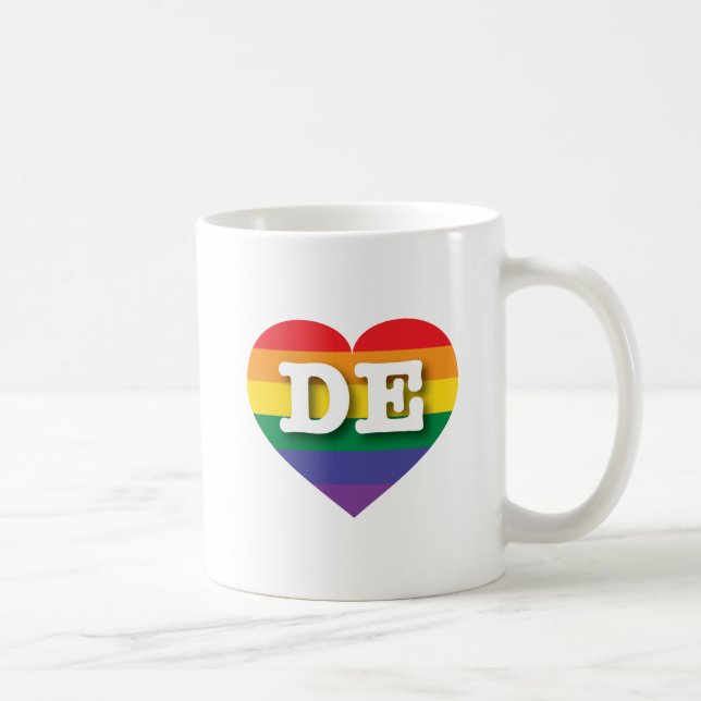 Taza De Café Me encanta el corazón del arco iris de Delaware (Derecha)