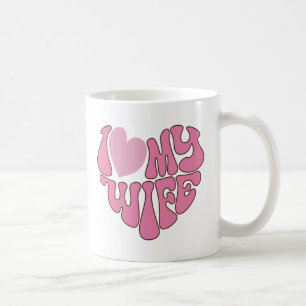 Taza De Café Me encanta el diseño del corazón rosado retro de m