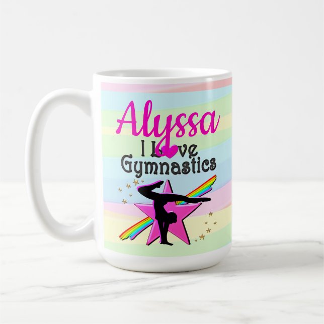 TAZA DE CAFÉ ME ENCANTA EL DISEÑO SUPER STAR DE GIMNASIA (Izquierda)