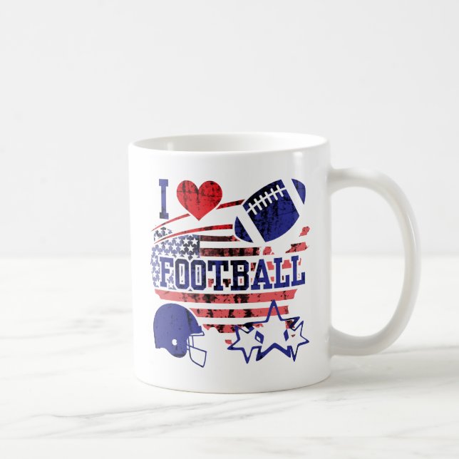 Taza De Café Me encanta el fútbol (fútbol americano) (Derecha)