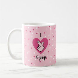 Taza De Café Me encanta el K-pop Pinger rosa corazón negroRosa