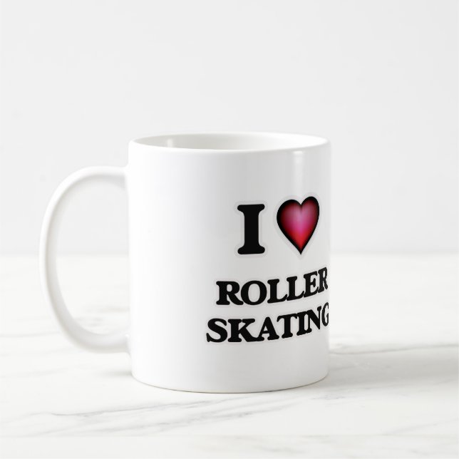 Taza De Café Me encanta el patinaje sobre ruedas (Izquierda)