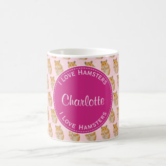 Taza De Café Me encanta el patrón Hamsters Pink Hamster