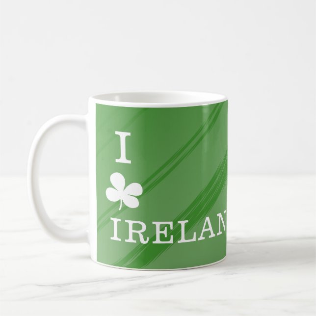 Taza De Café Me encanta el patrón verde de Irlanda (Izquierda)
