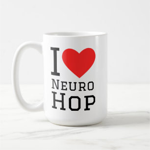 Taza De Café Me encanta el pegatina cuadrado de neuro hop