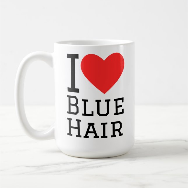 Taza De Café Me encanta el pelo azul (Izquierda)
