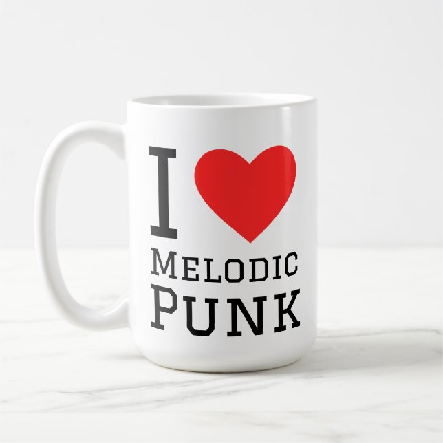 Taza De Café Me encanta el punk melódico pegatina cuadrado (Izquierda)