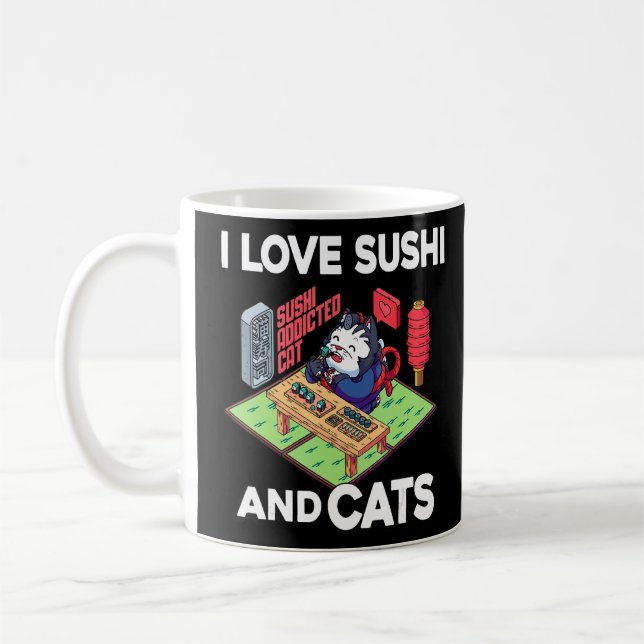 Taza De Café Me Encanta El Sushi Y Los Gatos Sushi La Comida Ja (Izquierda)