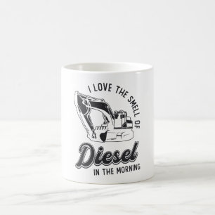 Taza De Café Me Encanta El Trabajador De Construcción De La Exc