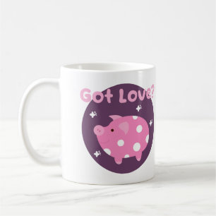 Taza De Café Me encanta Kawaii lindo cerdo rosa