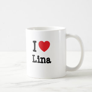 Taza De Café Me encanta la camiseta del corazón de Lina