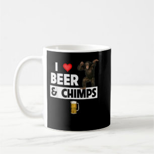 Taza De Café Me encanta la cerveza y los chimpancés que beben e