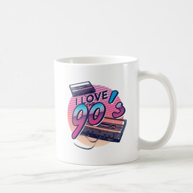 Taza De Café Me encanta la divertida cinta retro de los 90 cump (Derecha)