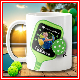 Taza De Café Me encanta la foto deportiva de Pickleball Green P