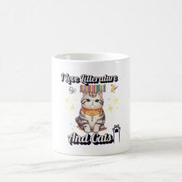 Taza De Café me encanta la literatura y los gatos