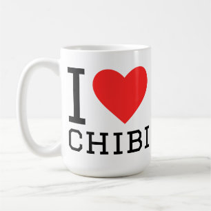 Taza De Café Me encanta la pegatina cuadrada chibi