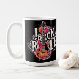 Taza De Café Me encanta la pintura de guitarra eléctrica Rock N