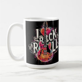 Taza De Café Me encanta la pintura de guitarra eléctrica Rock N