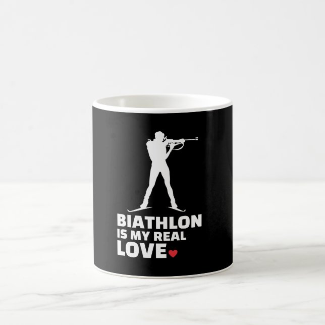 Taza De Café  Me encanta la silueta de biatlón estilo biatlón (Centro)
