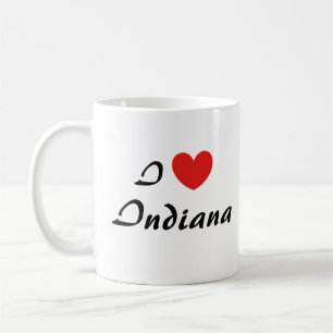 Taza De Café Me encanta la tipografía cardíaca de Indiana Coffe
