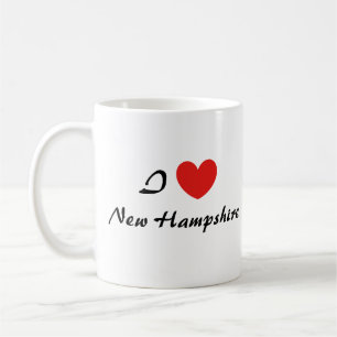 Taza De Café Me encanta la tipografía cardíaca de New Hampshire