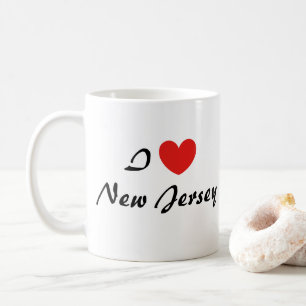 Taza De Café Me encanta la tipografía cardíaca de Nueva Jersey