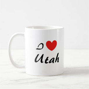 Taza De Café Me encanta la tipografía del corazón de Utah Coffe