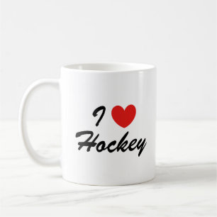 Taza De Café Me encanta la tipografía deportiva de hockey Café 