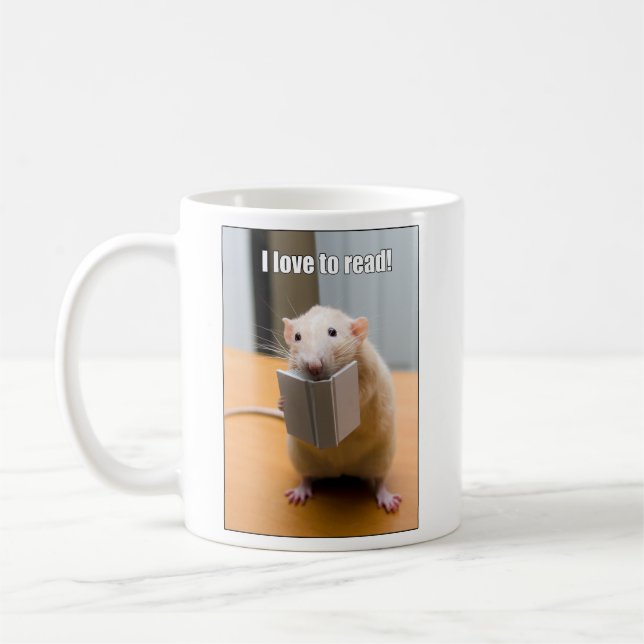 Taza De Café ¡Me encanta leer!  Marty Mouse Mug (Izquierda)