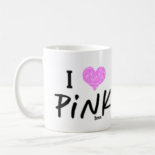 Taza De Café Me encanta Love Pink Personalized Chic Custom