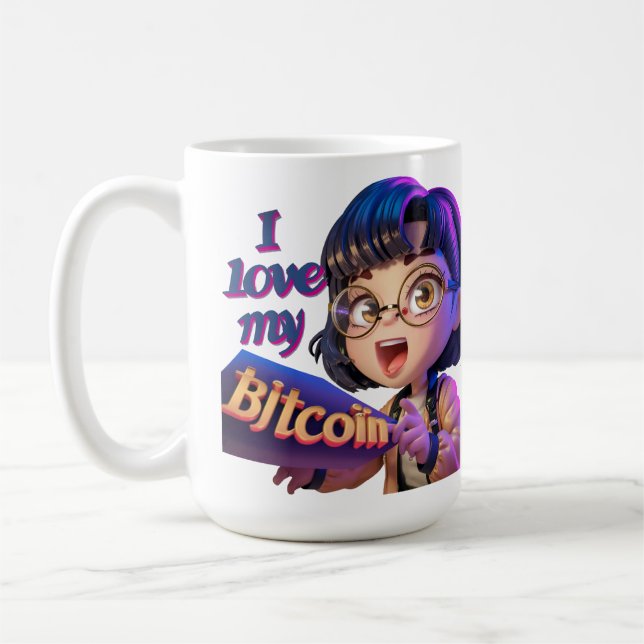 Taza De Café Me encanta mi Bitcoin - Diseño Personalizado (Izquierda)