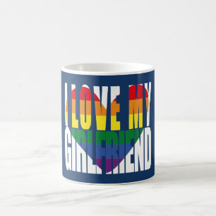 Taza De Café Me encanta mi corazón arcoiris novia