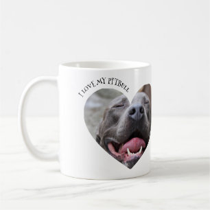 Taza De Café Me encanta mi foto de personalizado de perros pitb