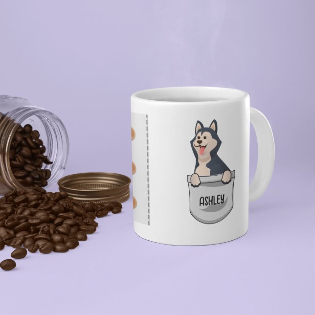 Taza De Café Me encanta mi Mascota siberiano husky canino brill (Subido por el creador)