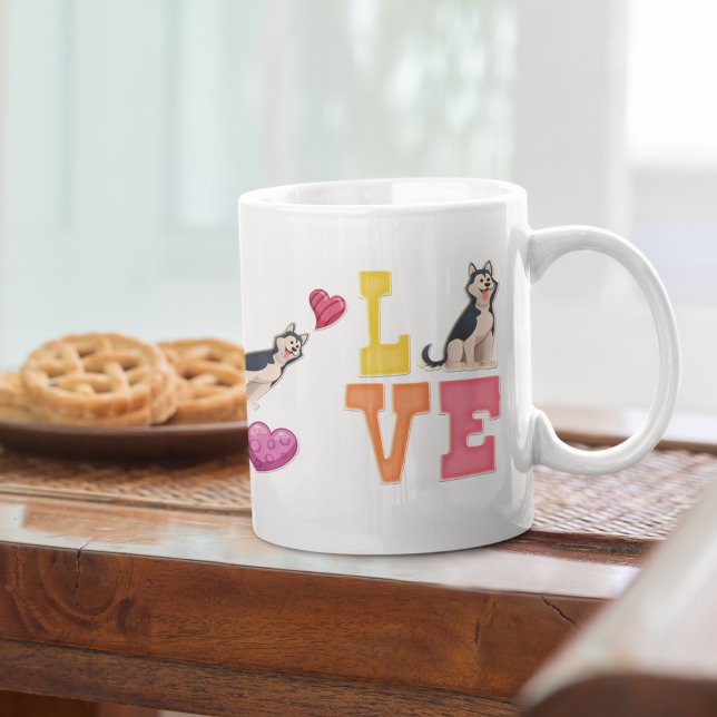 Taza De Café Me encanta mi Mascota siberiano husky canino brill (Subido por el creador)