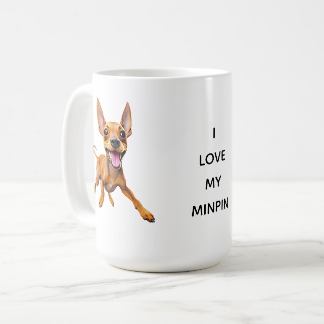Taza De Café ME ENCANTA MI MINPIN minpin pinscher papá (Anverso izquierdo)