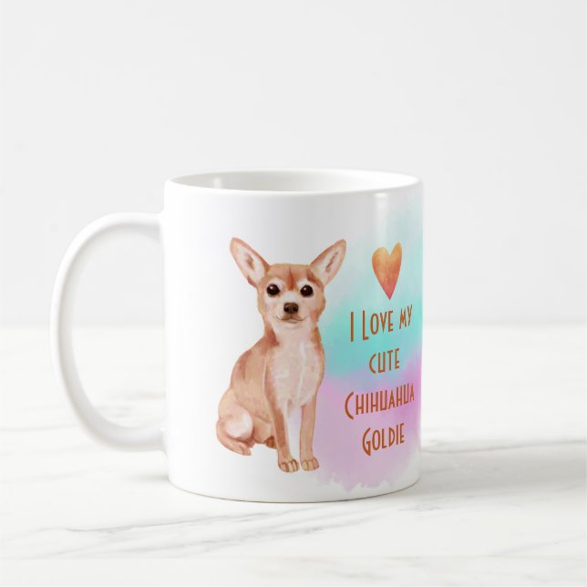 Taza De Café Me encanta mi nombre chihuahua Personalizado perro (Izquierda)