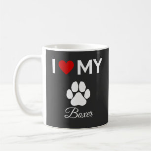 Taza De Café Me encanta mi nombre personalizado de perro Boxer